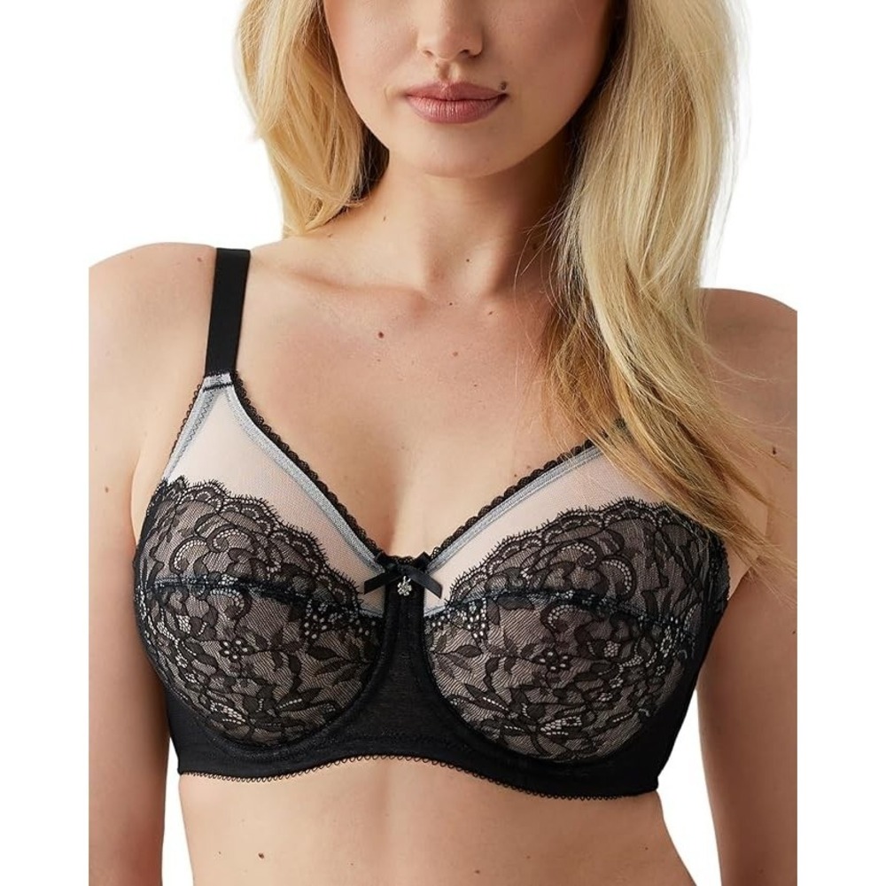 Wacoal Retro Chic Lace Bra Size 38G Black Semi Sheer Unlined Unpadded 855186